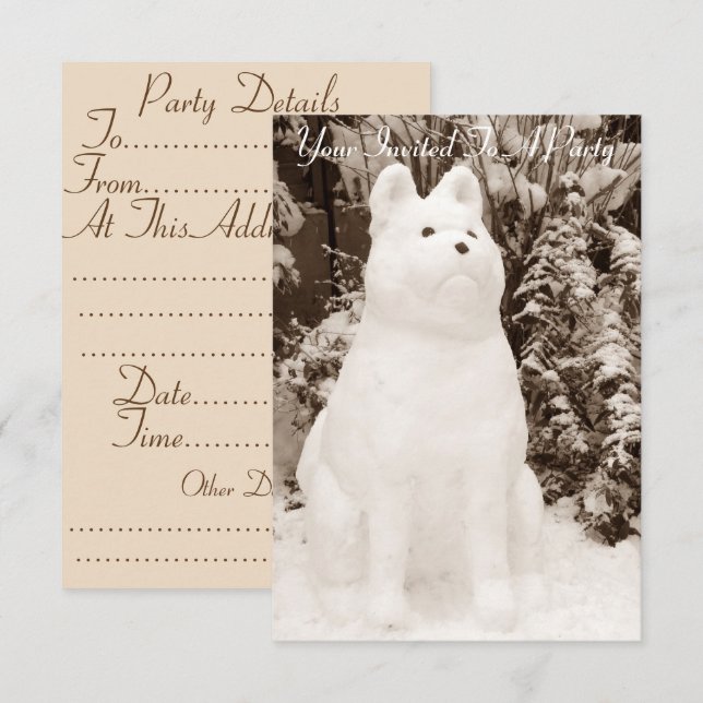 very funny snow akita snowman for christmas invitation (Front/Back)