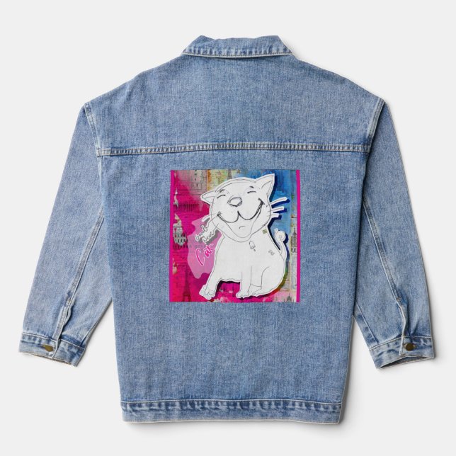 Very Good News Cat Denim Jacket (Back)