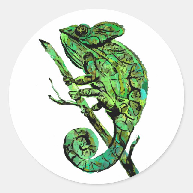 Very Green Chamaleon Classic Round Sticker (Front)