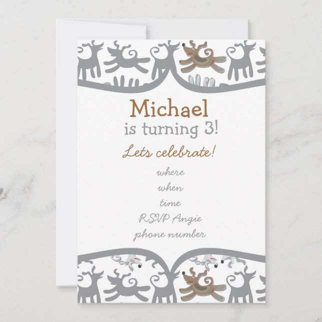 very happy dogs with frame invitation (Front)