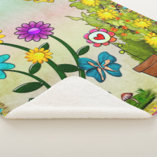 Very Hippy Day Whimsical Fantasy Sherpa Blanket