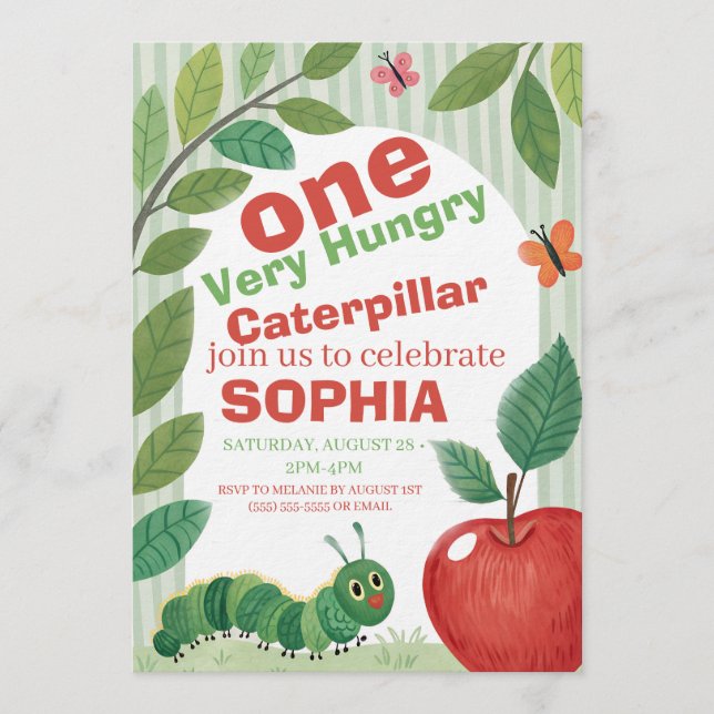 Very Hungry Caterpillar Birthday Invitation (Front)