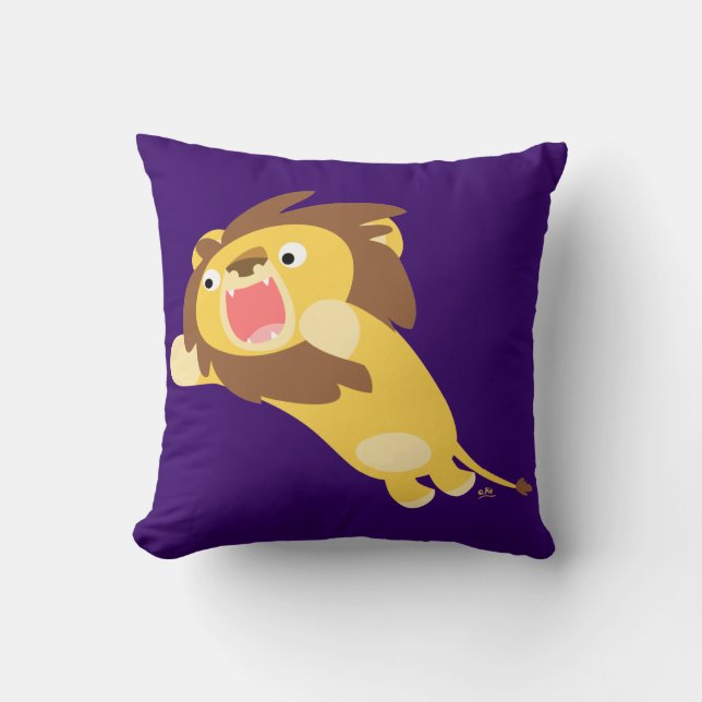 Very Hungry Cute Cartoon Lion Pillow (Front)