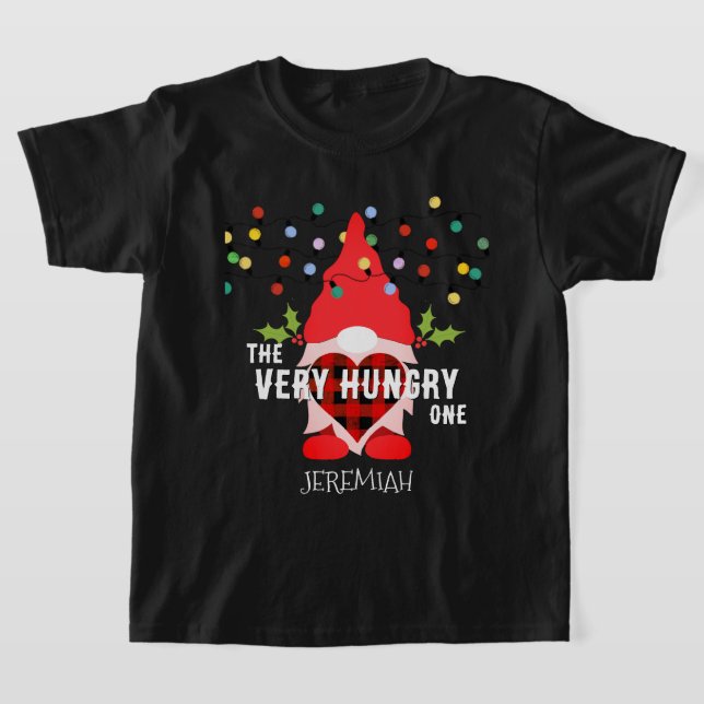 VERY HUNGRY ONE Family Christmas Gnome T-Shirt (Laydown)