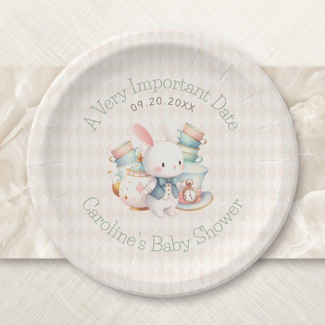 Very Important Date Wonderland Tea Birthday Shower Paper Plate (Creator Uploaded)