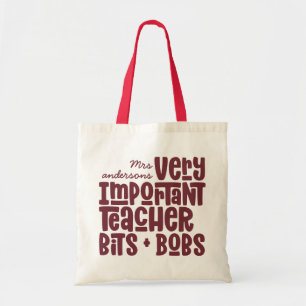 Very important teacher modern typography gift tote bag