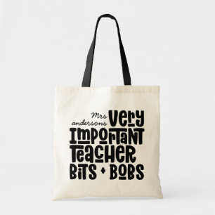 Very important teacher modern typography gift tote bag