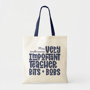 Very important teacher modern typography gift tote bag