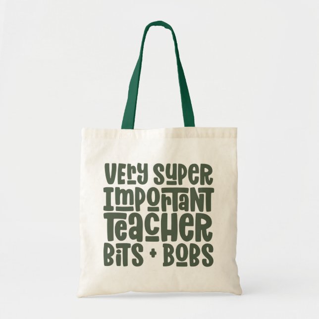 Very important teacher modern typography gift tote bag (Front)