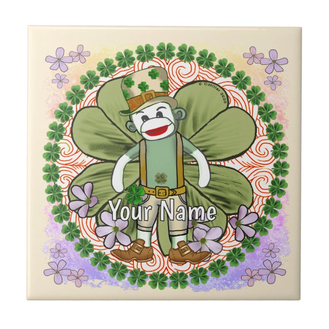 Very Irish Sock Monkey Tile (Front)
