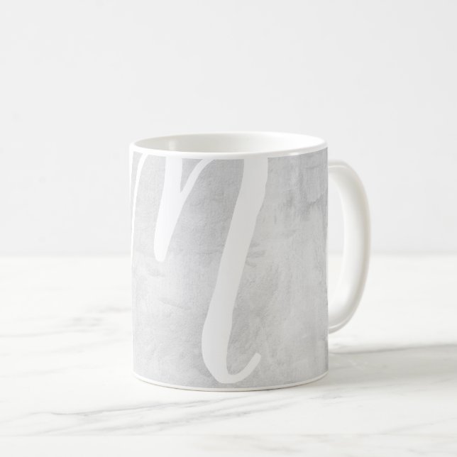 Very large Monogram grey Stucco texture image Mug (Front Right)