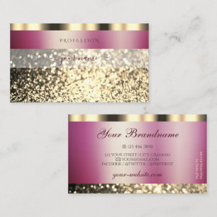 Very Luxurious Burgundy and Gold Sparkling Glitter Business Card