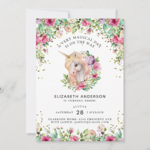 Very Magical Day Unicorn Birthday Invitation