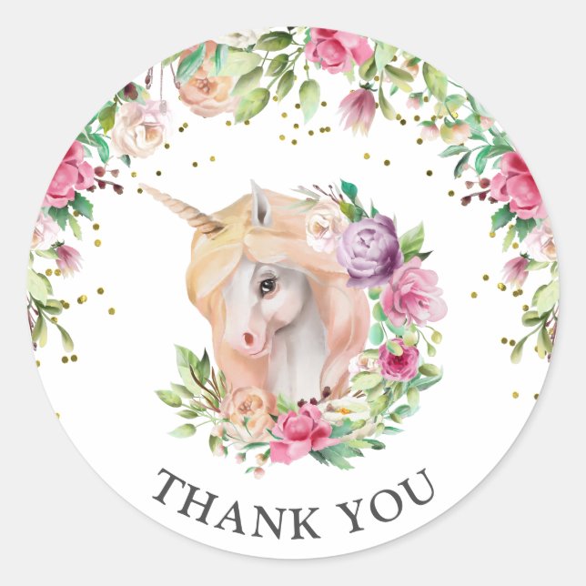 Very Magical Day Unicorn Classic Round Sticker (Front)