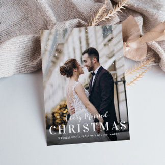 VERY MARRIED | white script christmas Postcard
