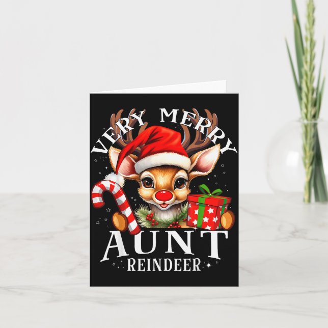 Very Merry Aunt Reindeer Matching Christmas  Card (Front)