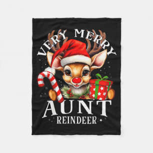 Very Merry Aunt Reindeer Matching Christmas Fleece Blanket