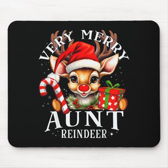 Very Merry Aunt Reindeer Matching Christmas  Mouse Mat (Front)