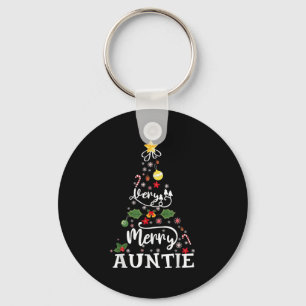 Very Merry Auntie Christmas Tree Ornament Lights X Key Ring