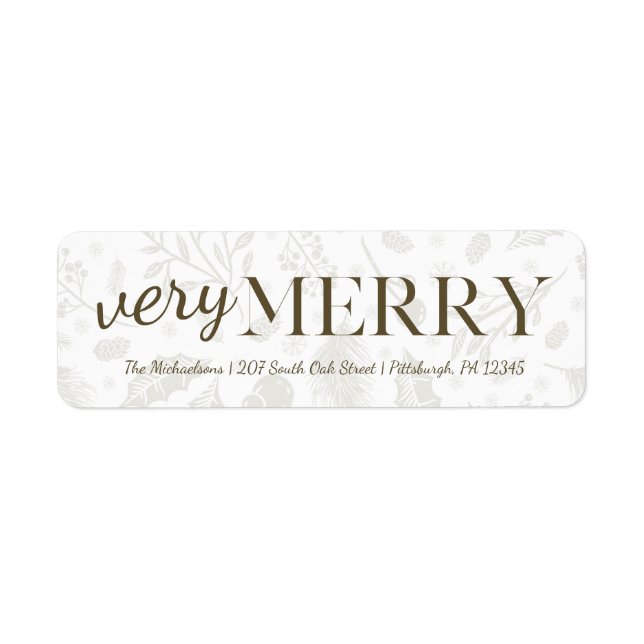 Very Merry Botanical Christmas Address Label (Front)
