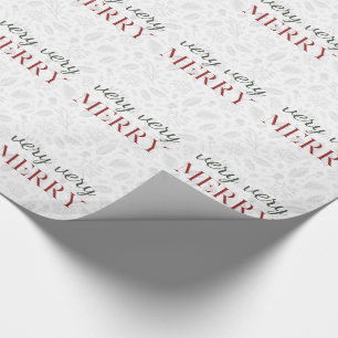 Very Merry Botanical Pattern Christmas Wrapping Paper