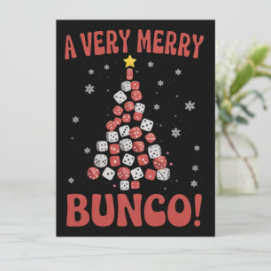 Very Merry Bunco Christmas Tree Dice Game Night Holiday Card