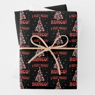 Very Merry Bunco Christmas Tree Dice Game Night Wrapping Paper Sheet