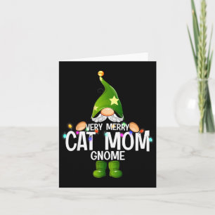 Very Merry Cat Mom Gnome Christmas Matching  Card