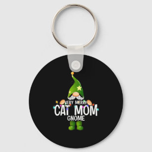Very Merry Cat Mom Gnome Christmas Matching Key Ring