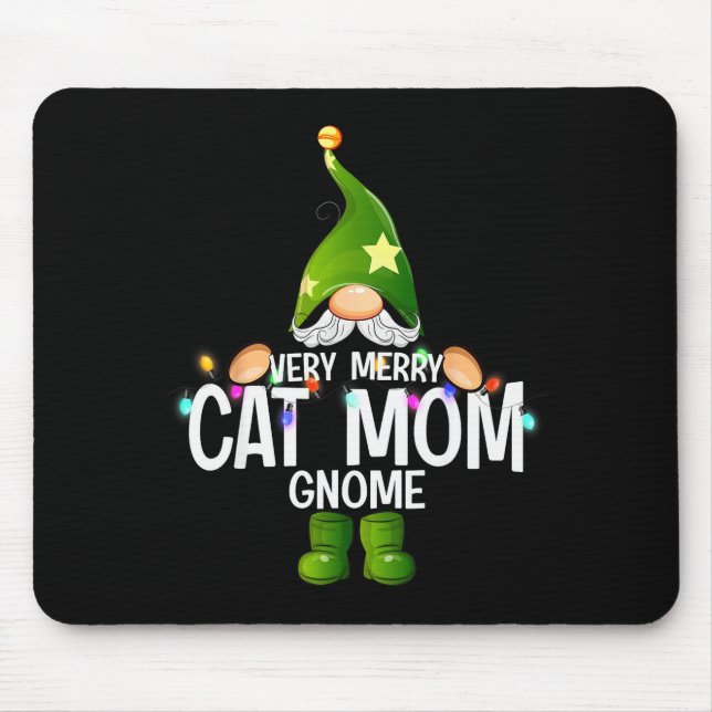 Very Merry Cat Mom Gnome Christmas Matching  Mouse Mat (Front)