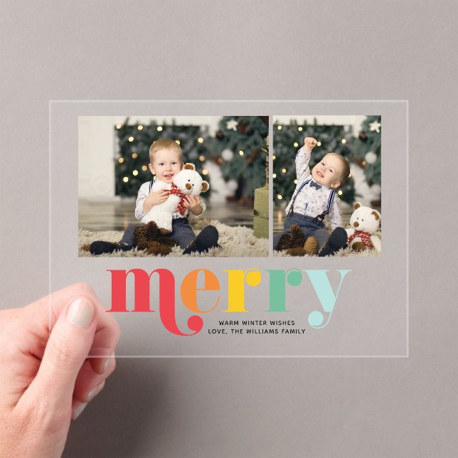 Very Merry Christmas 2 Photo Acrylic Invitations (Insitu (Handheld))