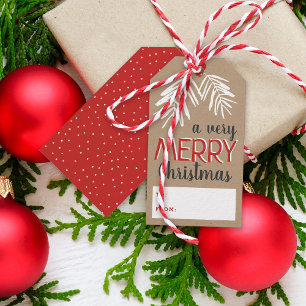 Very Merry Christmas Berry Branch Holiday Gift Tags