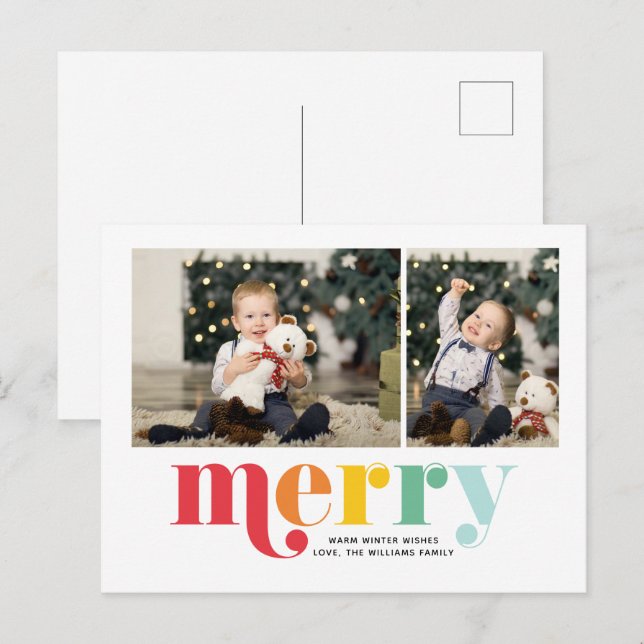 Very Merry Christmas Gallery of 2 Photo Holiday Postcard (Front/Back)