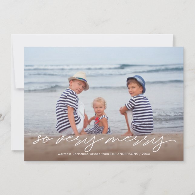 Very Merry Christmas Handwritten Script Photo Holiday Card (Front)