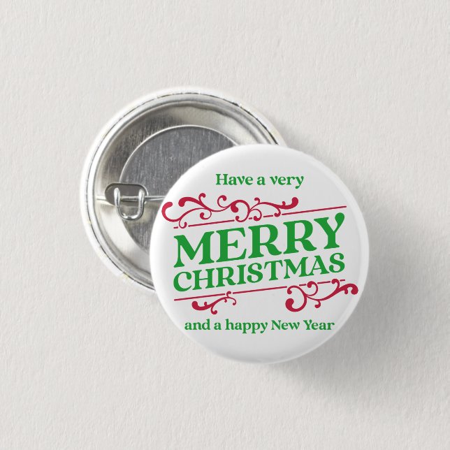 Very Merry Christmas Holiday Button (Front & Back)