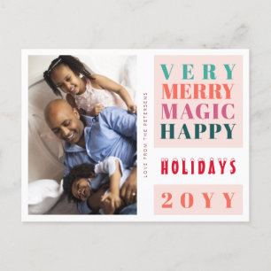 Very Merry Christmas holidays big typography Holiday Postcard