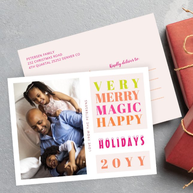 Very Merry Christmas holidays big typography Holiday Postcard (Creator Uploaded)