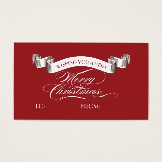 Very Merry Christmas Label - Holiday Gift Tag (Front)