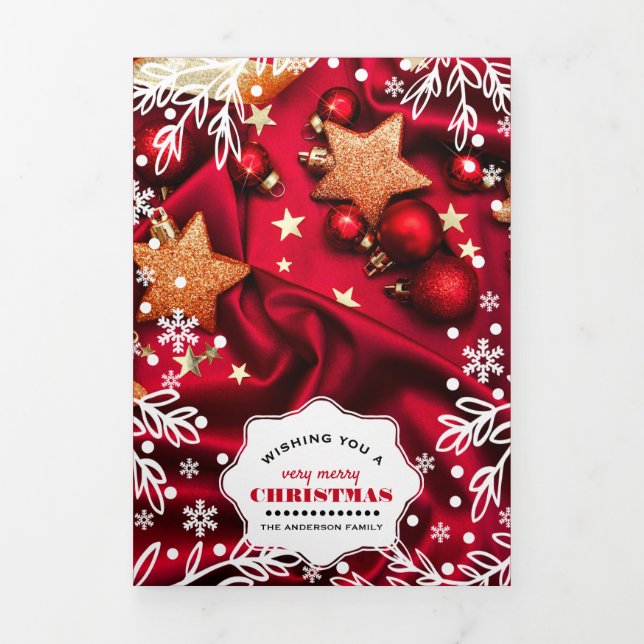 Very Merry Christmas. Multi Photo Holiday Tri-Fold Announcement (Cover)