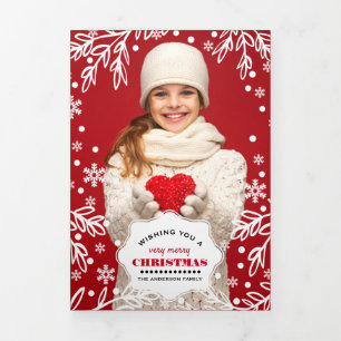 Very Merry Christmas. Multi Photo Tri-Fold Cards