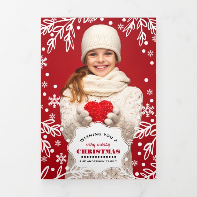 Very Merry Christmas. Multi Photo Tri-Fold Cards (Cover)