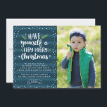 Very Merry Christmas | Navy Stripes Photo Card<br><div class="desc">Show your Christmas spirit with a stylish navy "Very Merry Christmas" photo card. The festive holiday photo card features a navy striped background,  snow border,  fun typography,  year and photo placeholder. Change the font style,  card shape,  and more to create a one of a kind Christmas card.</div>