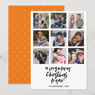 Very Merry Christmas   Orange   9 photos collage Invitation