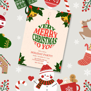Very  Merry Christmas Ornament Party Invitation