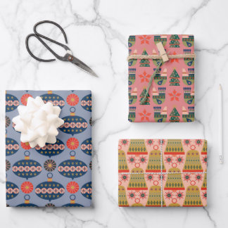 Very Merry Christmas Patterns Wrapping Paper Sheet