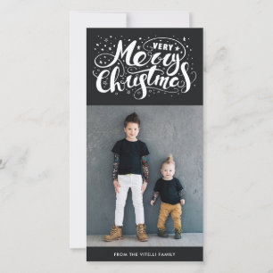Very Merry Christmas Photocard Muted Black Holiday Card