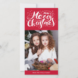Very Merry Christmas Photocard Red Holiday Card