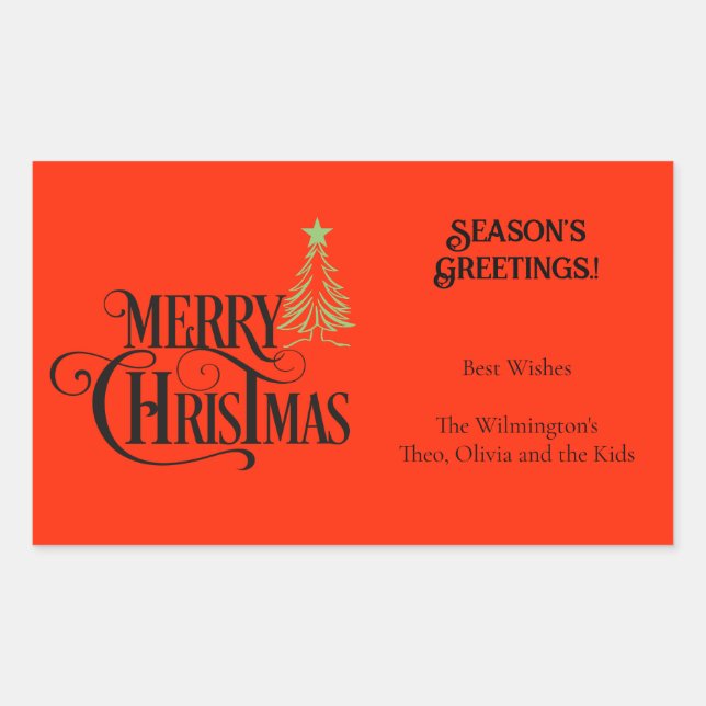 Very Merry Christmas Rectangular Gift Label (Front)