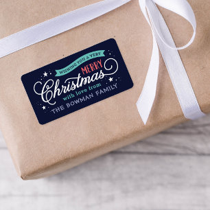 Very Merry Christmas Script Holiday Gift Label