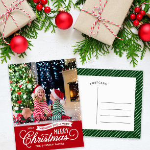 Very Merry Christmas Script Photo Holiday Postcard